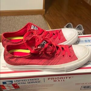 Converse Red and White Canvas Sneakers